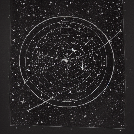 Star constellations graphed in silver ink on black paper, 10th century manuscript