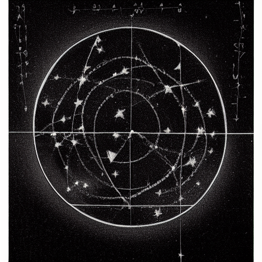 Star constellations graphed in silver ink on black paper, 10th century manuscript