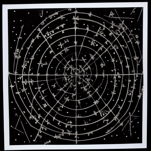 Star constellations graphed in silver ink on black paper, 10th century manuscript