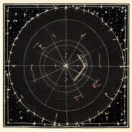 Star constellations graphed in silver ink on black paper, 10th century manuscript