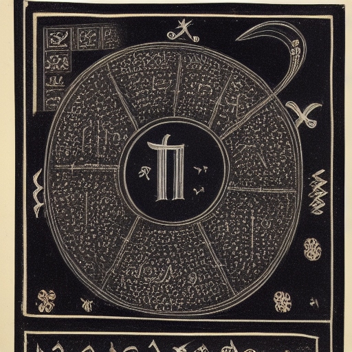12th century illustrated astrological manuscript in an unknown alphabet, silver ink on black paper, high-contrast scan