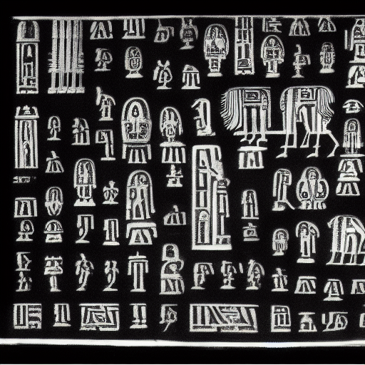 Abecedary in unknown hieroglyphs in silver ink on black paper, 10th century manuscript