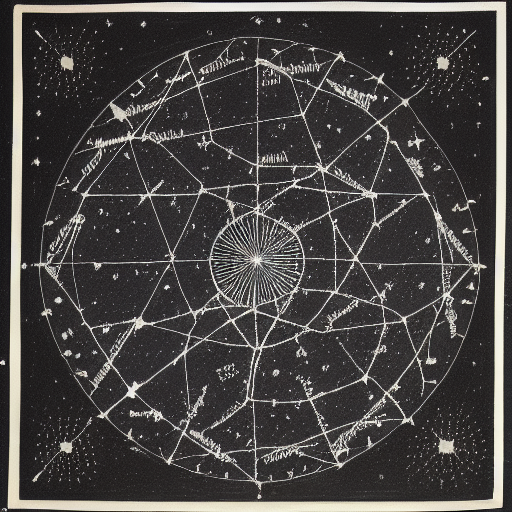 Star constellations graphed in silver ink on black paper, 10th century manuscript