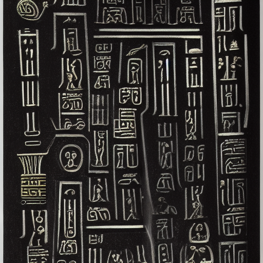 Abecedary in unknown hieroglyphs in silver ink on black paper, 10th century manuscript