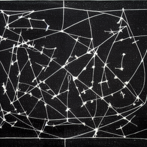 Star constellations graphed in silver ink on black paper, 10th century manuscript