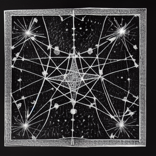 Star constellations graphed in silver ink on black paper, 10th century manuscript