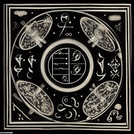 12th century illustrated astrological manuscript in an unknown alphabet, silver ink on black paper, high-contrast scan