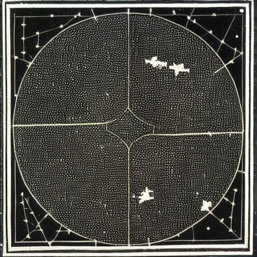 Star constellations graphed in silver ink on black paper, 6th century manuscript