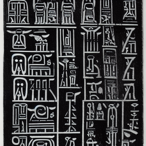 Abecedary in unknown hieroglyphs in silver ink on black paper, 10th century manuscript