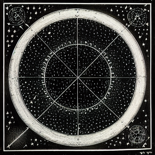 Star constellations graphed in silver ink on black paper, 10th century manuscript