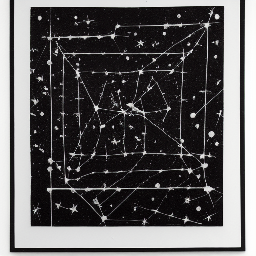 Star constellations graphed in silver ink on black paper, 10th century manuscript
