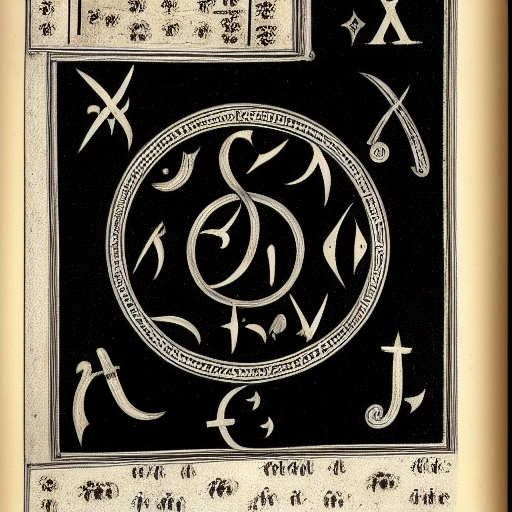 12th century illustrated astrological manuscript in an unknown alphabet, silver ink on black paper, high-contrast scan