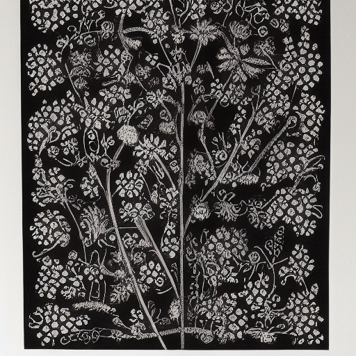 Floral patterns graphed in silver ink on black paper, 10th century manuscript