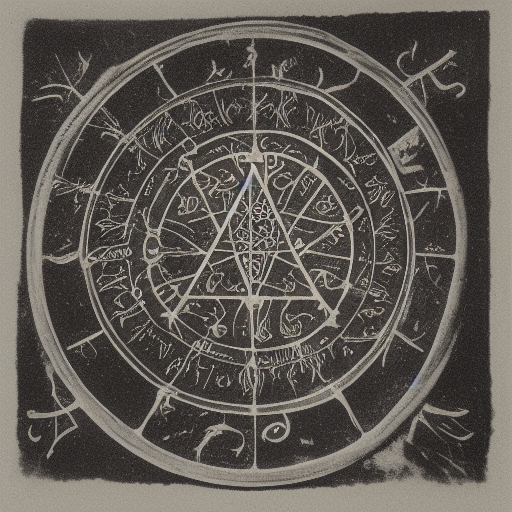 Occult astrological symbolism carved in a limestone wall, archaic greek inscription, 5th century BC, photograph from the 1897 ed