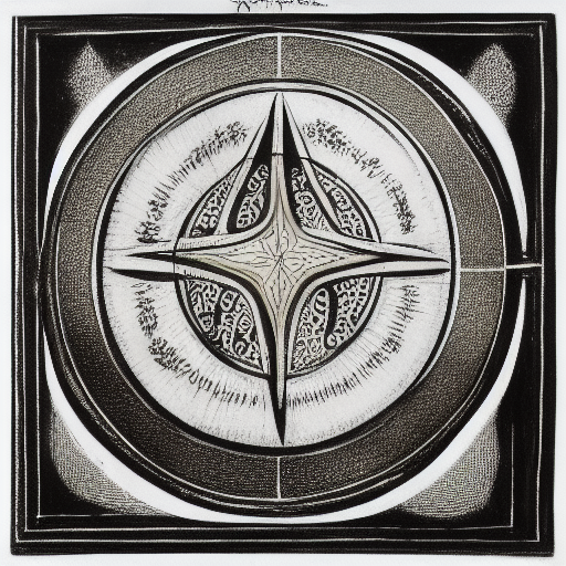 Occult astrological symbolism drawn in silver and gold ink on black paper, 10th century manuscript illustration