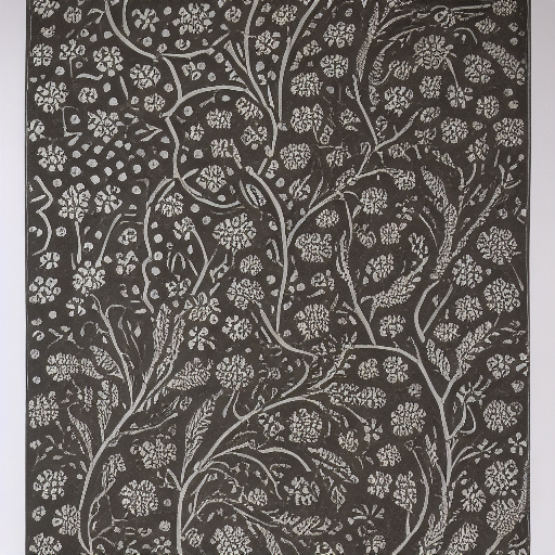 Floral patterns graphed in silver ink on black paper, 10th century manuscript