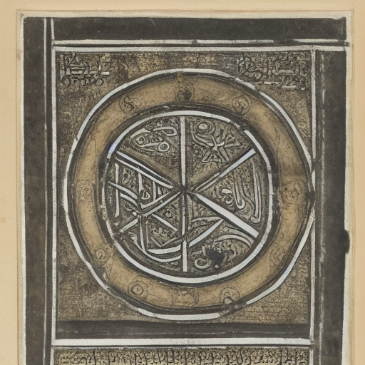 Astral symbolism written in silver ink on dark paper, manuscript illustration, 10th century, jewish