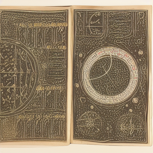 12th century illustrated astrological manuscript in an unknown alphabet, silver ink on black paper, high-contrast scan
