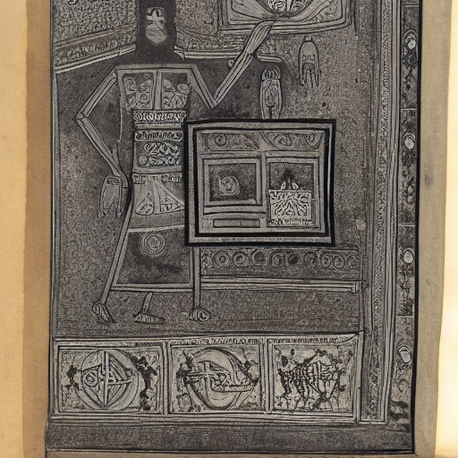 Astral symbolism written in silver ink on dark paper, manuscript illustration, 10th century, jewish