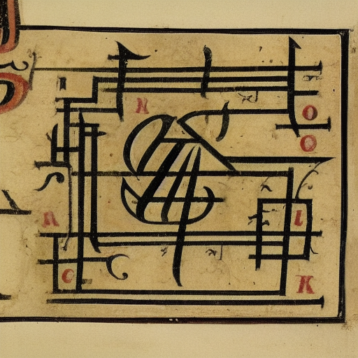 12th century illustrated alchemical manuscript in an unknown alphabet, high-contrast scan