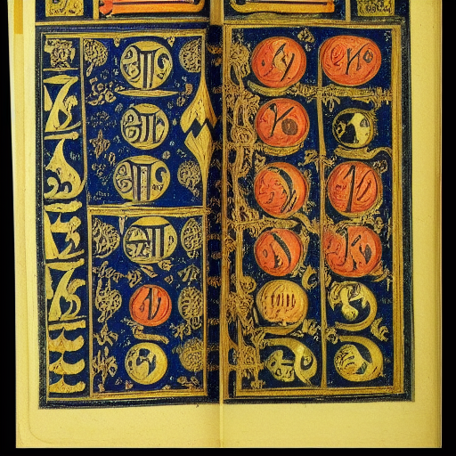 12th century illustrated astrological manuscript in an unknown alphabet, high-contrast scan
