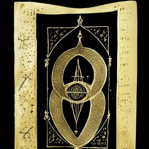Occult astrological symbolism drawn in silver and gold ink on black paper, 10th century manuscript illustration