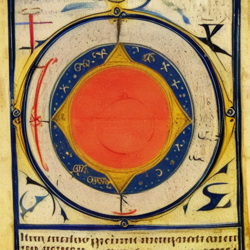 Astrological occult symbolism, 12th century manuscript illustration