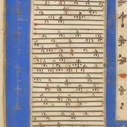 12th century manuscript in an unknown alphabet, blue floral margin illumination