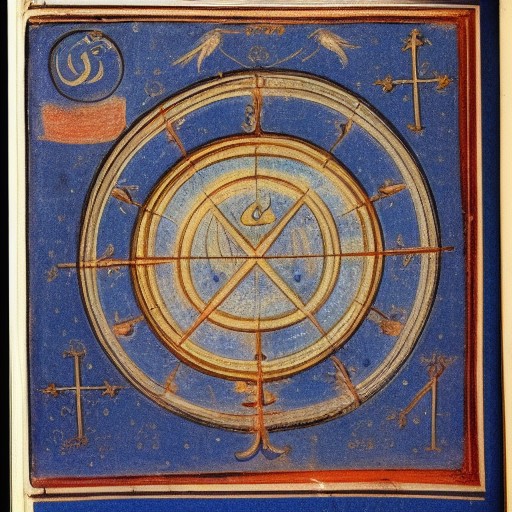Astrological occult symbolism, 12th century manuscript illustration