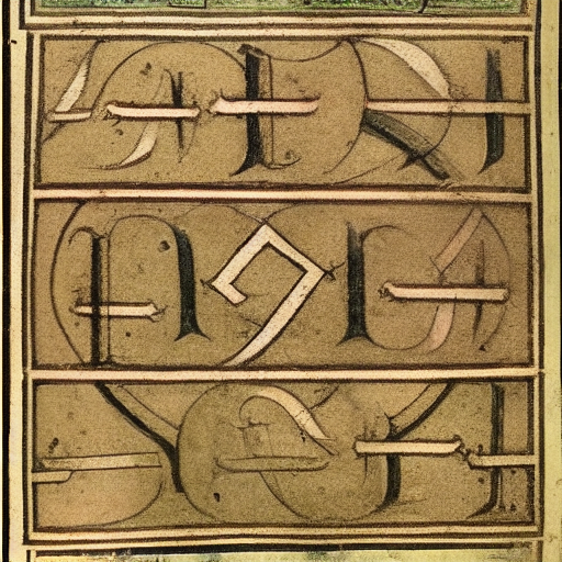 12th century illustrated alchemical manuscript in an unknown alphabet, high-contrast scan