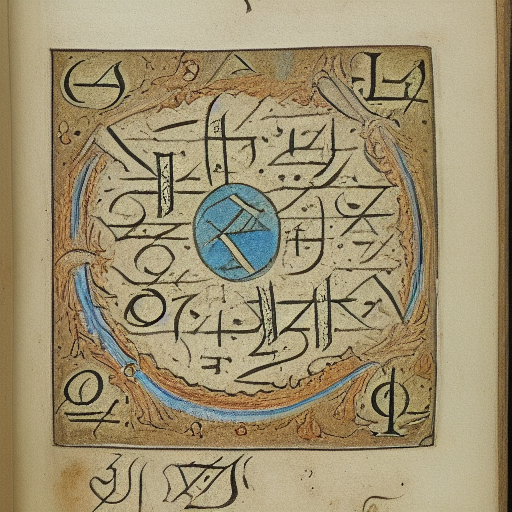 12th century illustrated alchemical manuscript in an unknown alphabet, high-contrast scan