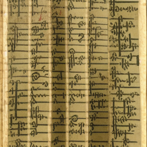 12th century manuscript in an unknown alphabet, travel description, drawings of strange animals in text