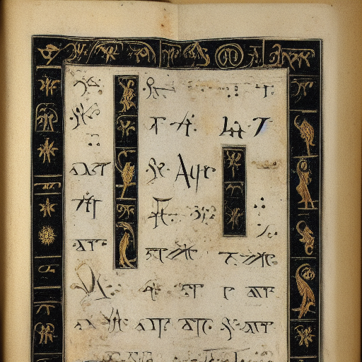 12th century illustrated astrological manuscript in an unknown alphabet, silver ink on black paper, high-contrast scan