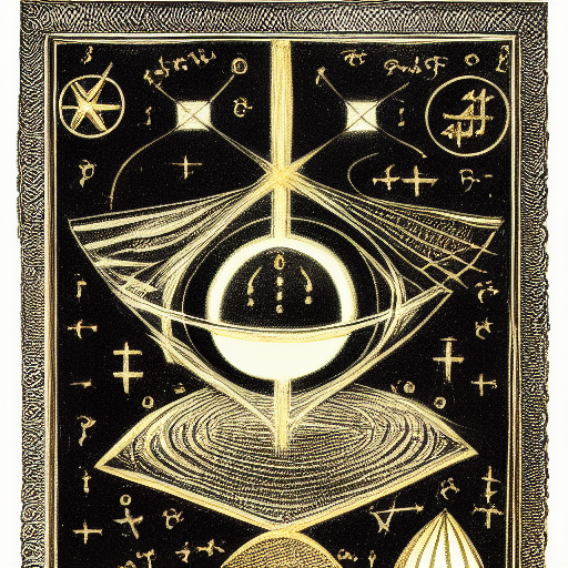 Occult astrological symbolism drawn in silver and gold ink on black paper, 10th century manuscript illustration
