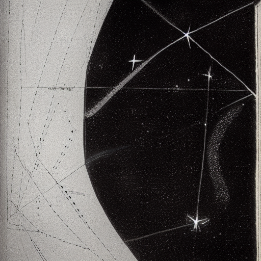 Star constellations graphed in silver ink on black paper, 10th century manuscript