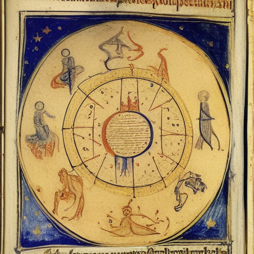 Astrological occult symbolism, 12th century manuscript illustration