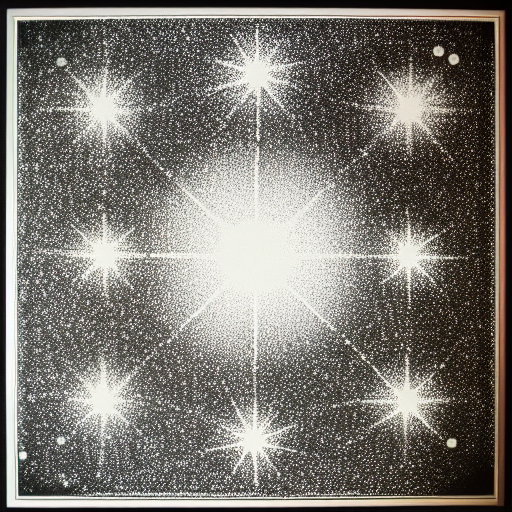 Star constellations graphed in silver ink on black paper, 20th century manuscript