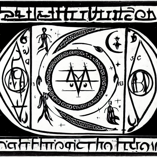 Occult astrological symbolism drawn in silver and gold ink on black paper, 10th century manuscript illustration