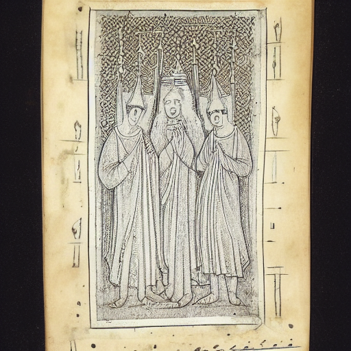 Astral symbolism written in silver ink on dark paper, manuscript illustration, 10th century, jewish