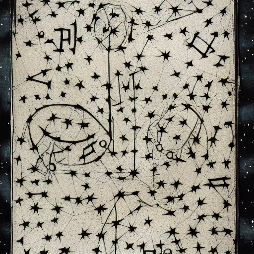 Star constellations and letters graphed in silver ink, morphing into letters, 10th century manuscript
